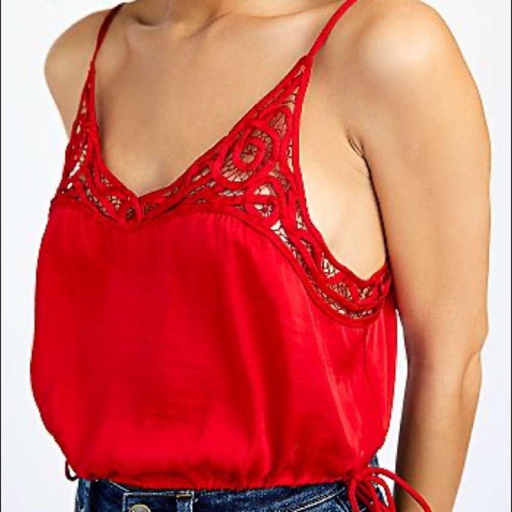 Free People red blouson crop NWOT